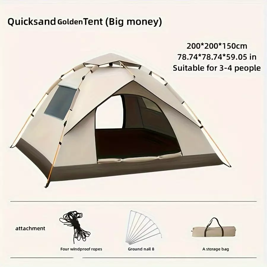 3-4 Person Pop-up Camping Tent Automatic Instant Shelter Waterproof UV Guard Mosquito-Free
