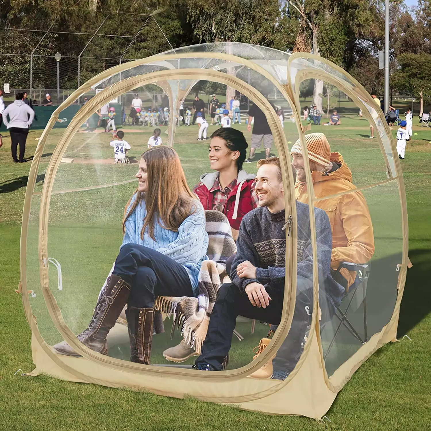 Sports Tent Instant Shelter Outdoor Bubble Tent 1-6 Person Clear Rain Shelter Pop-Up Design