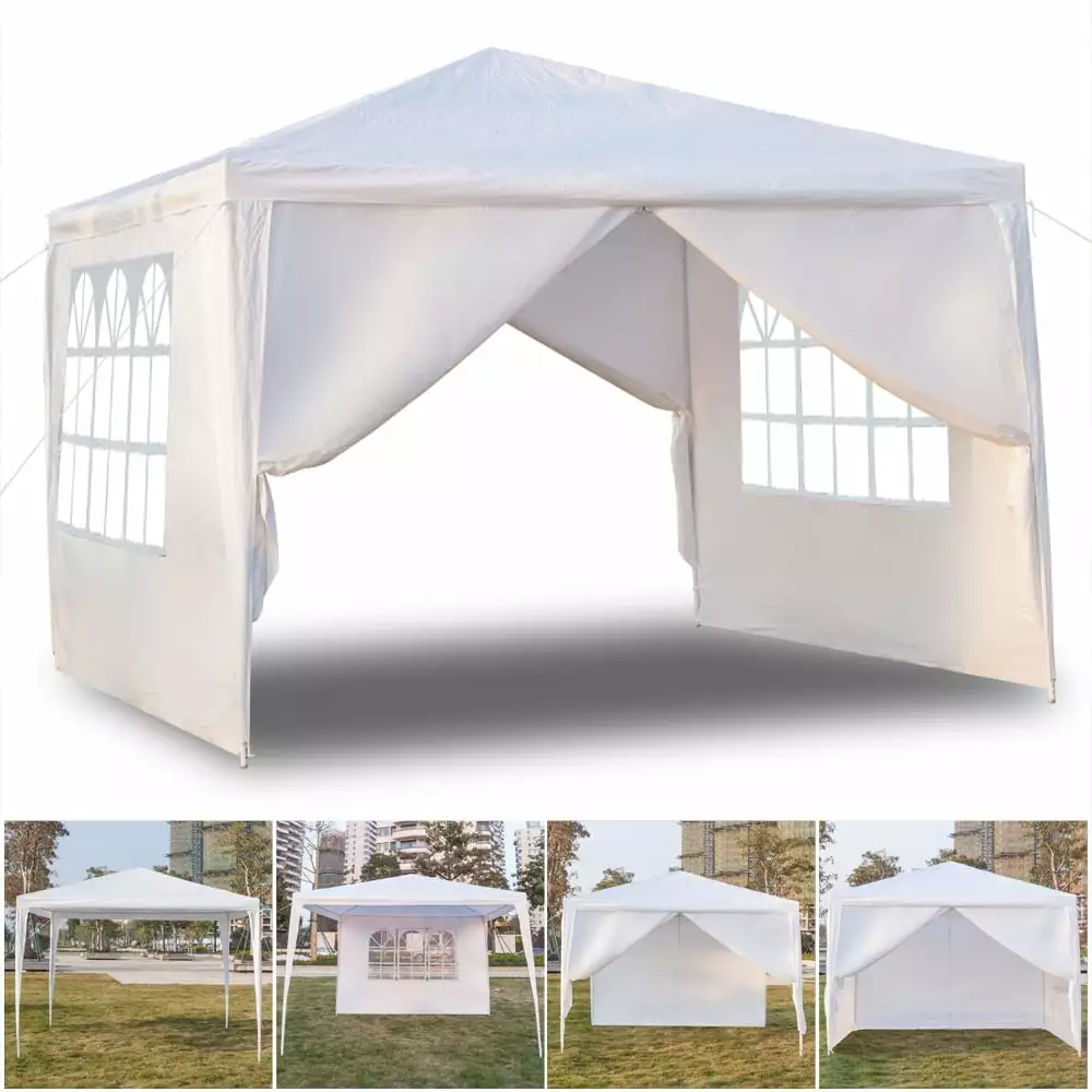 Wilitto 3 x Four Sides Portable Waterproof Tent Spiral Tubes White 10