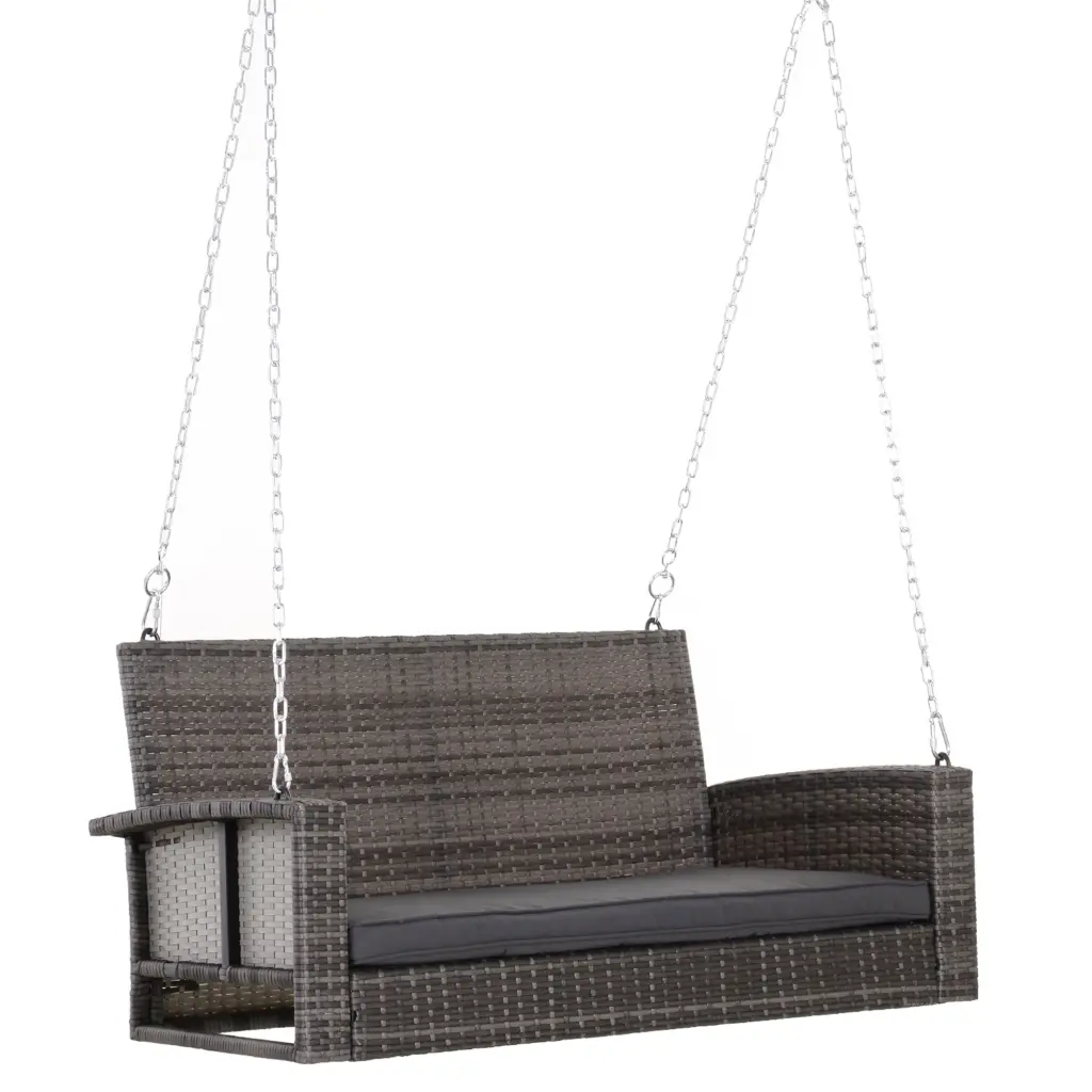 Outsunny 2 Person Wicker Hanging Swing Bench Front Porch Outdoor Use aosom business