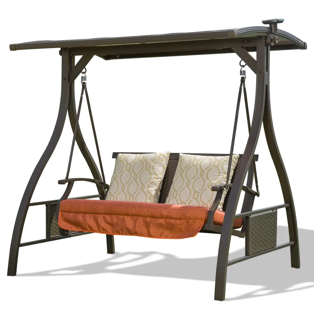 2 Person Patio Porch Swing Customizable Canopy And Deluxe Hammock Swing Glider crefise patio life