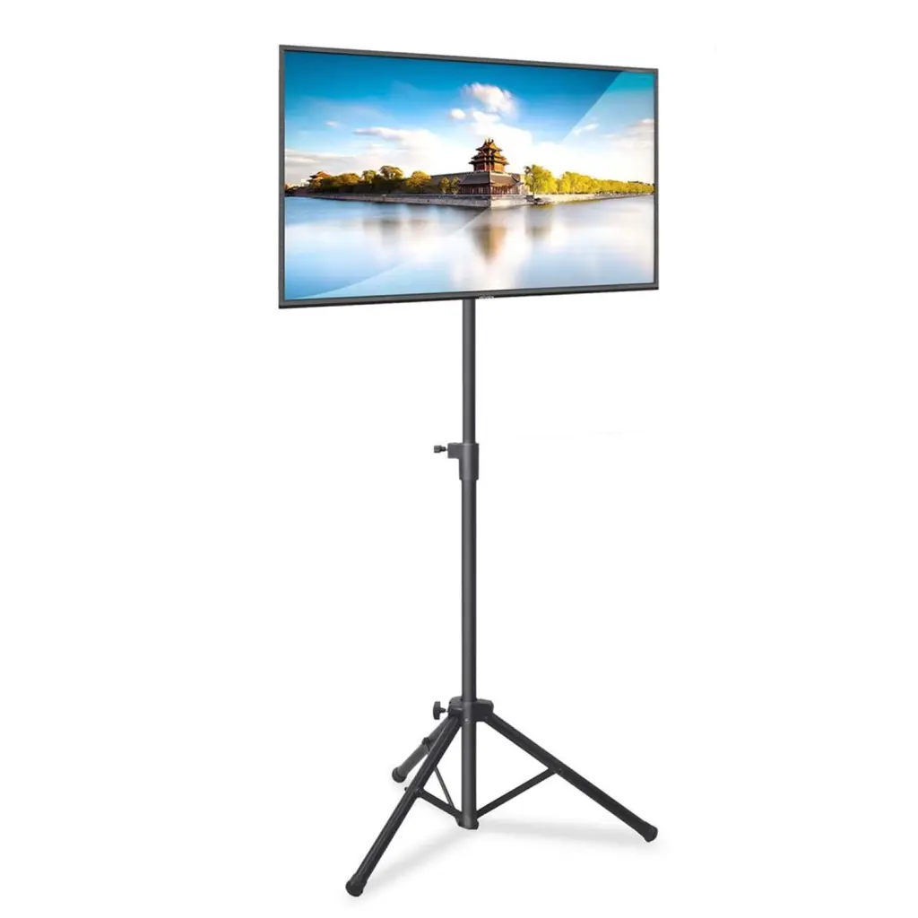 Pyle Foldable Portable Adjustable Height Steel Tripod Flatscreen TV Stand Black