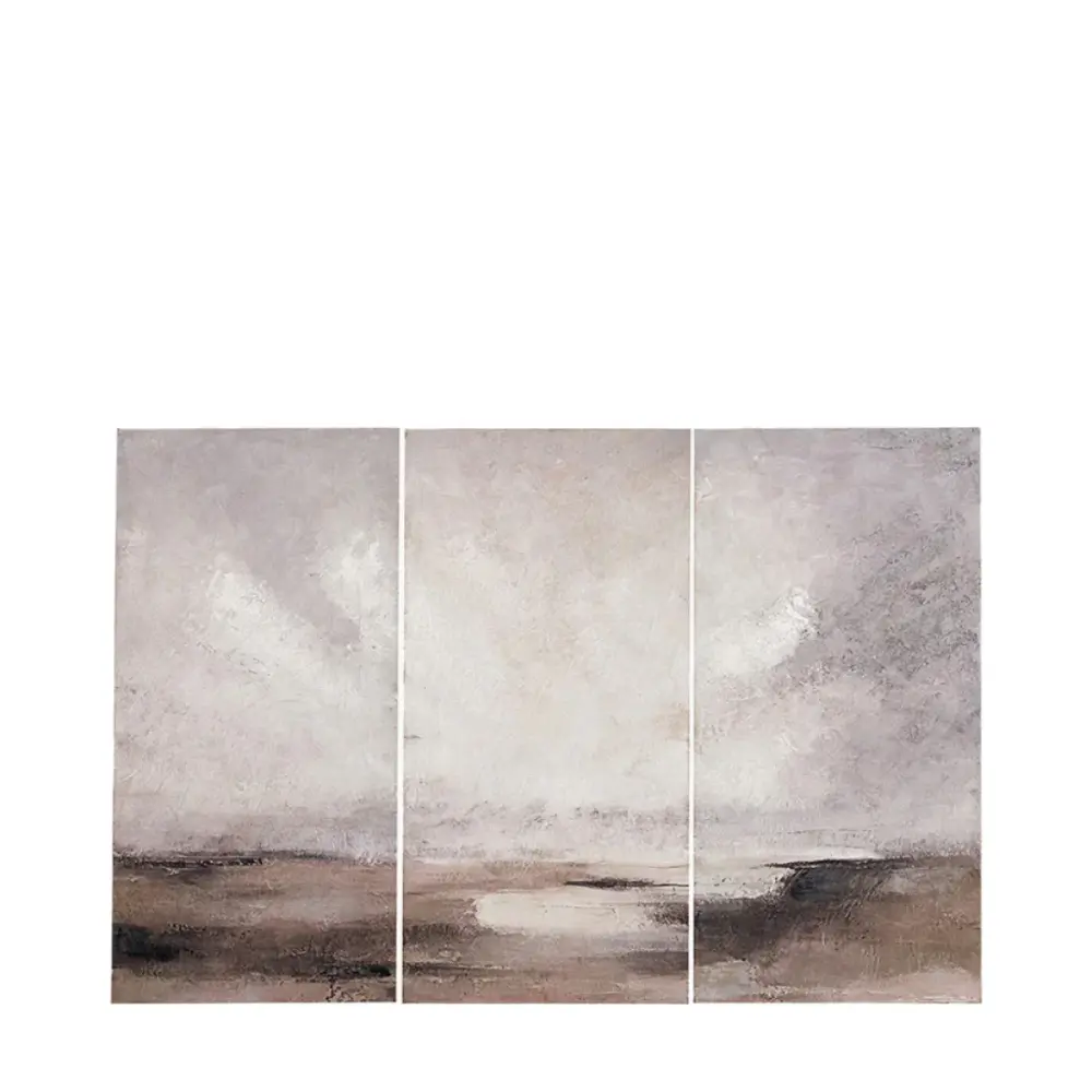 Abstract Landscape Place 3 Canvases - Grey & Neutrals