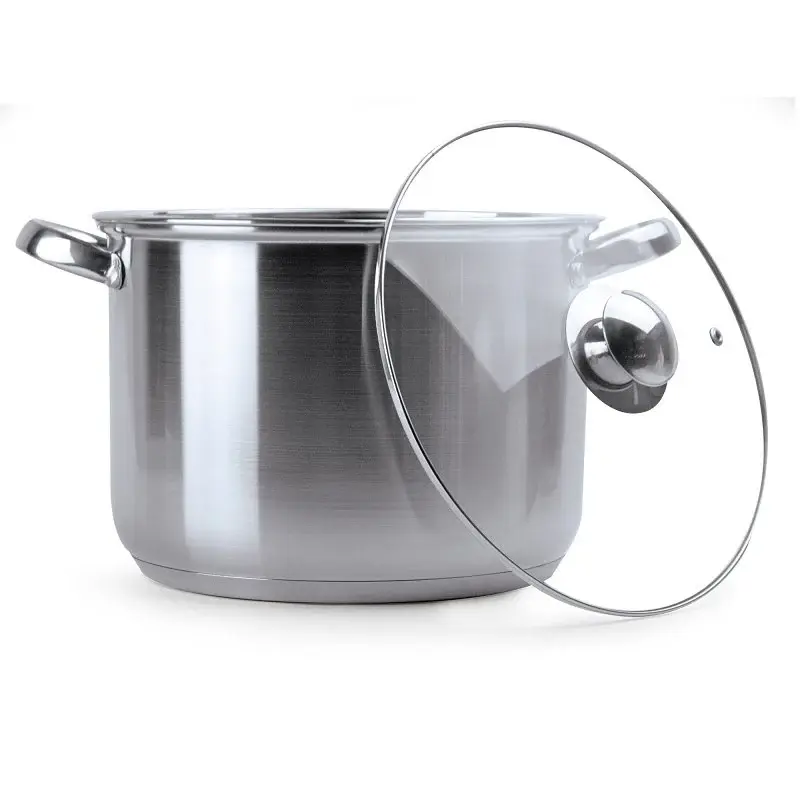 Ecolution Pure Intentions Series ESTL-4508 Stock Pot Tempered Glass Lid, 8 qt Capacity, Stainless Reinforced