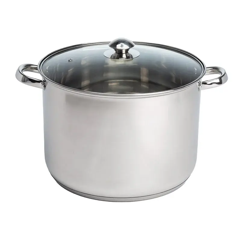 Ecolution Pure Intentions Series ESTL-4512 Stock Pot Tempered Glass Lid, 12 qt Capacity, Stainless Alloy