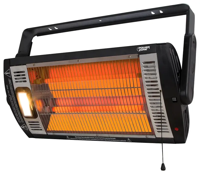 PowerZone QGW15-602 Ceiling Mounted Dual Quartz Heater, 12.5 Amp, 120 V, 1500 W, Ebony