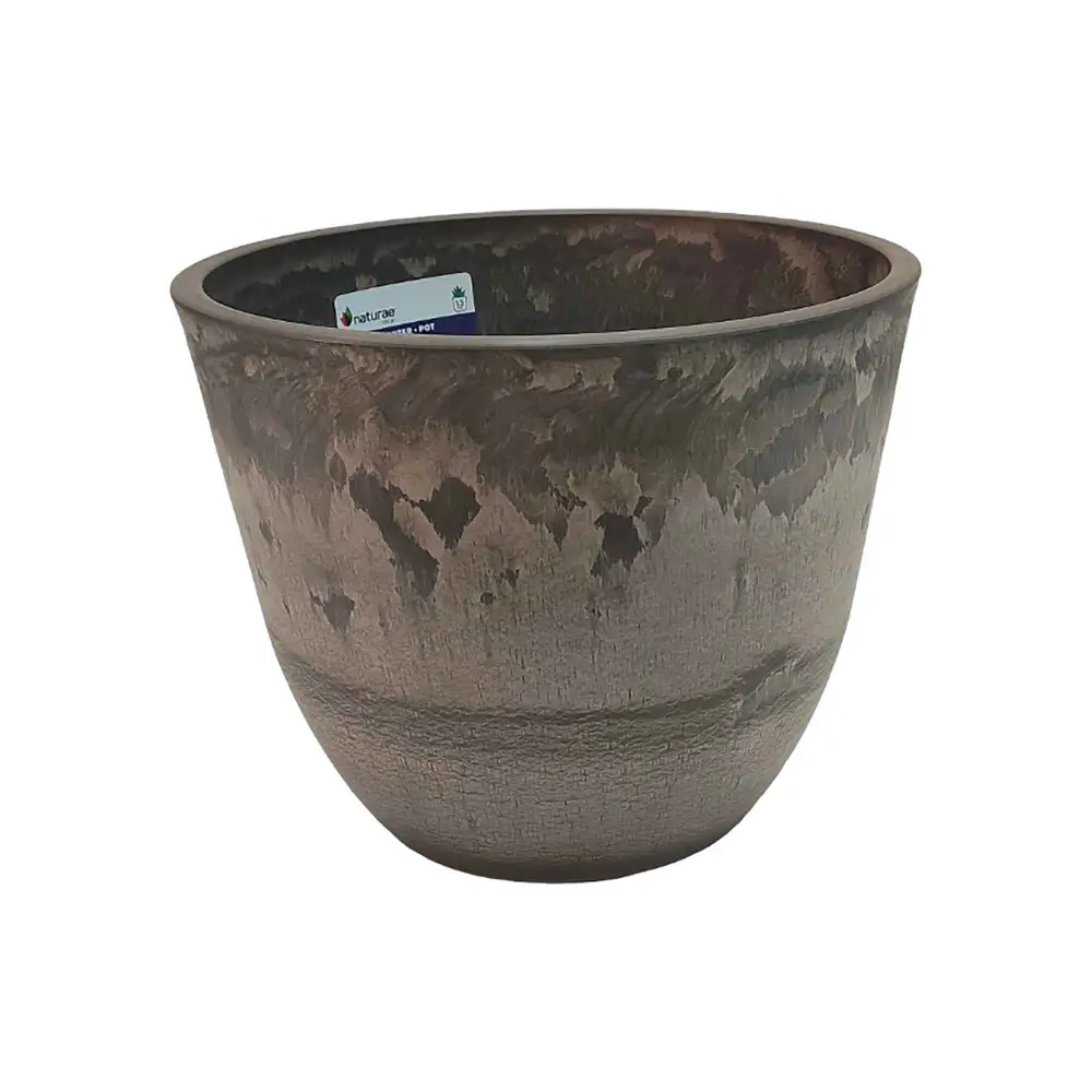 Round Pot Chocolate Stone Finish, 9" x 12''