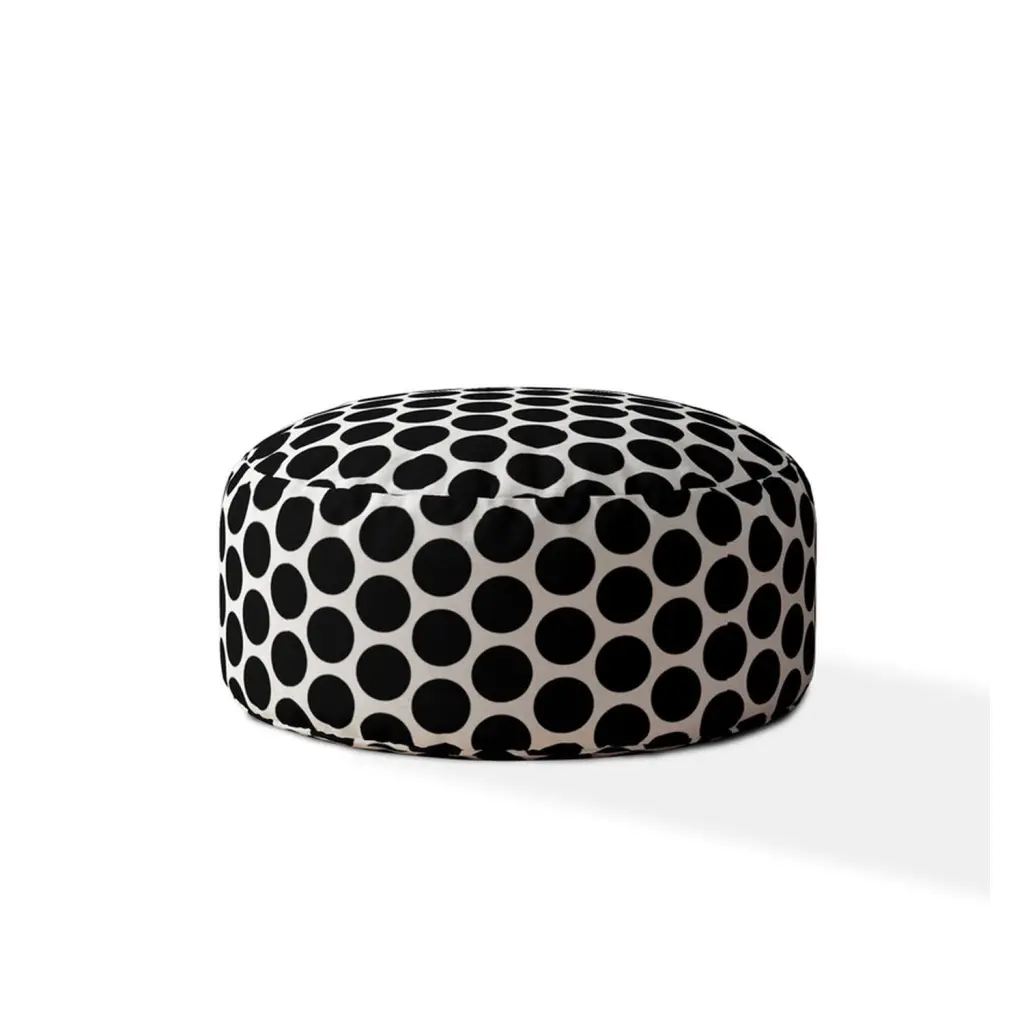 Indoor Big Dot Black Round Zipper Pouf Stuffed Extra Beads 24 Inch usa made pillow and pouf