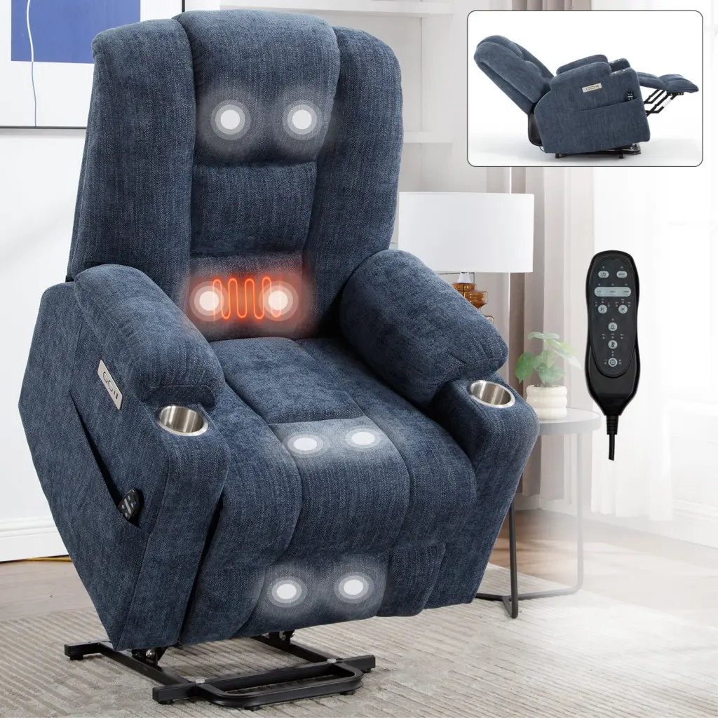 Large Power Lift Recliner Chair Massage and Heat Elderly comfortmax
