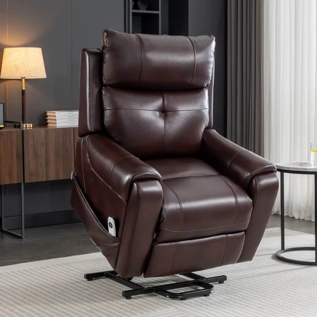 Lift Recliner Chair Electric Power Recliner Elderly Red Brown lehboson