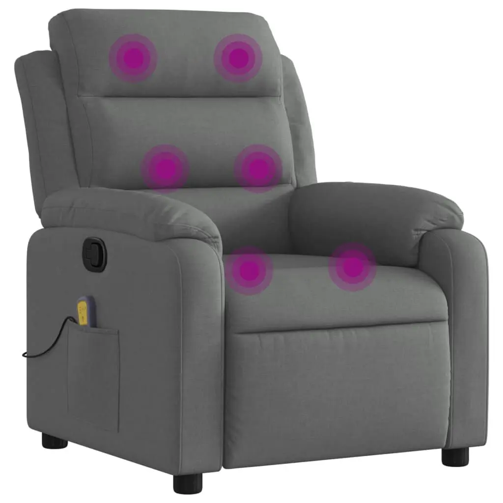 Massage Recliner Chair Dark Gray Fabric Power Lift Recliner