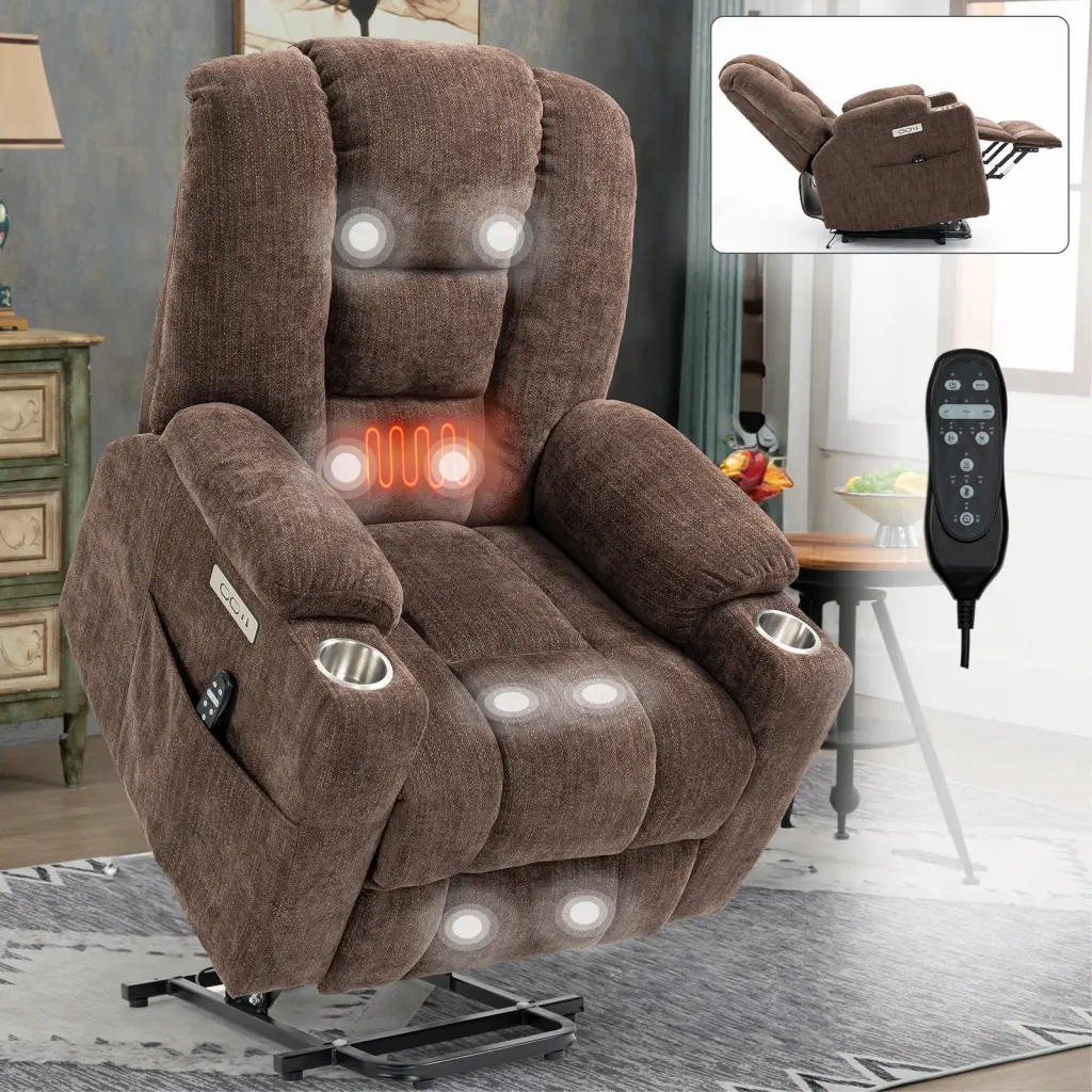 Emon's Large Power Lift Recliner Chair Weight Capacity and Heat Elderly rnb