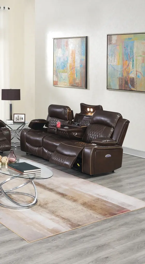 Power Motion Sofa 1Pc Contemporary Brown Color Gel Storage Arms Cup Holders kanepe