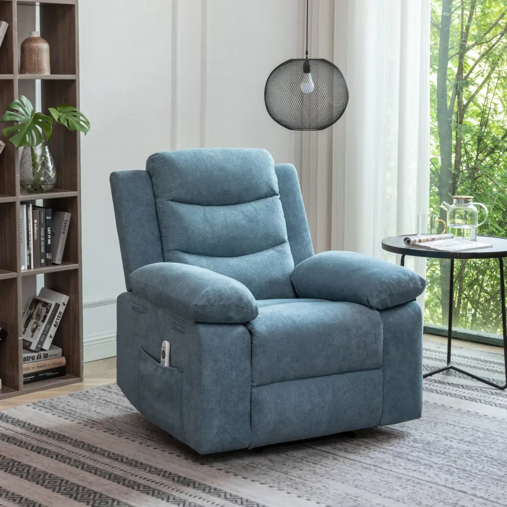 Power Recliner Chair Massage Function Velvet Electric fullbarn e-commerce