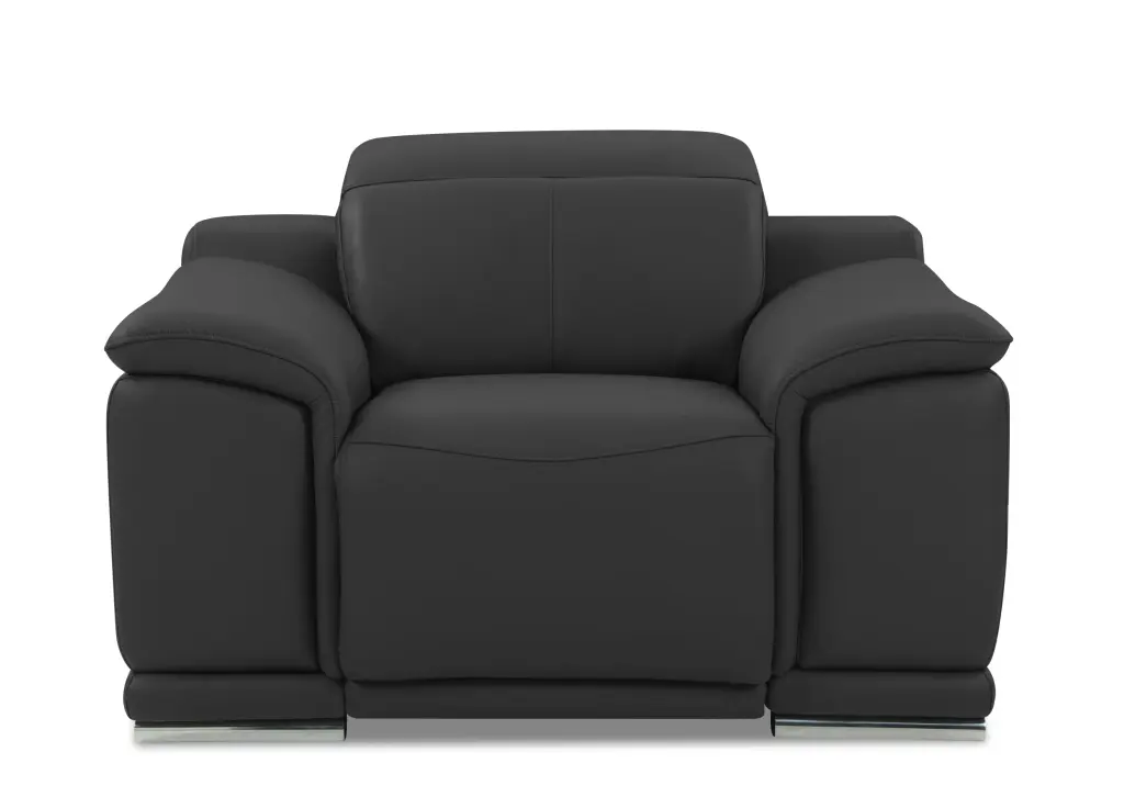 Authentic Italian Leather Power Reclining Chair Dark Gray global united