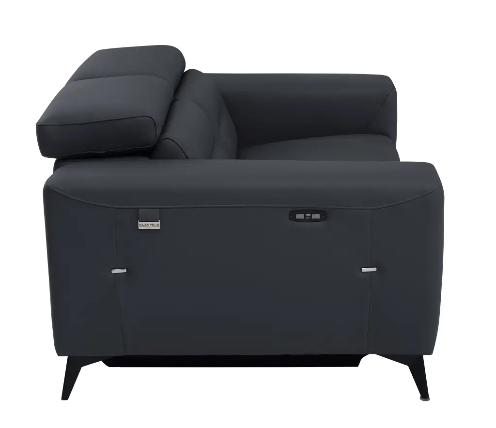 Top Grain Italian Hide Loveseat Power Recliner Dark Grey global united