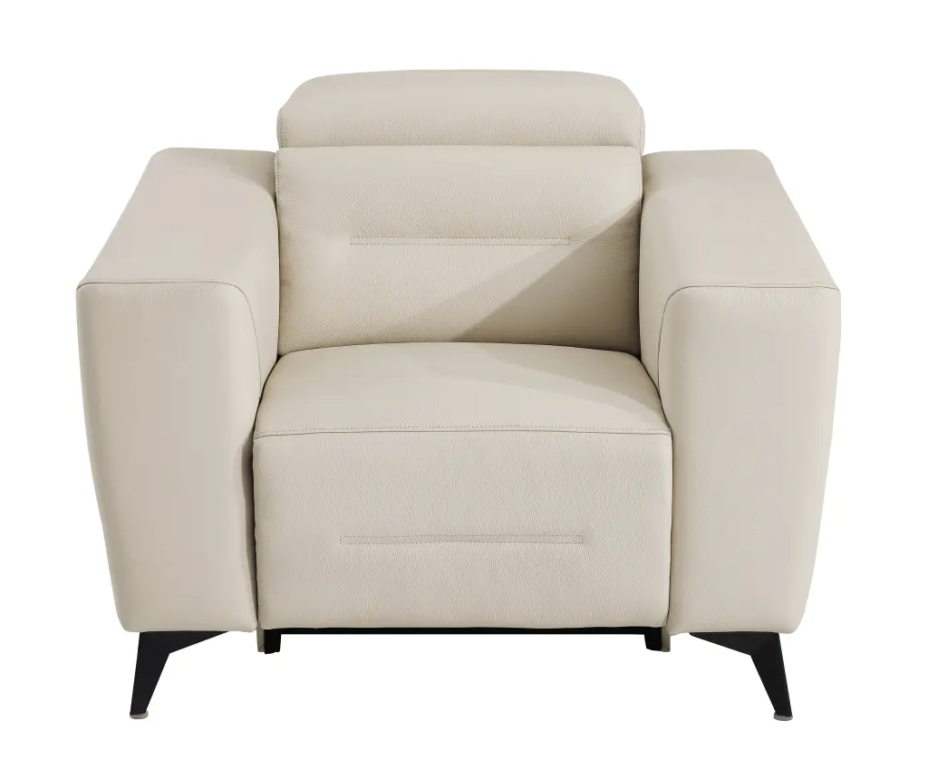 Top Grain Italian Leather Chair Power Recliner Beige Foam Leather global united