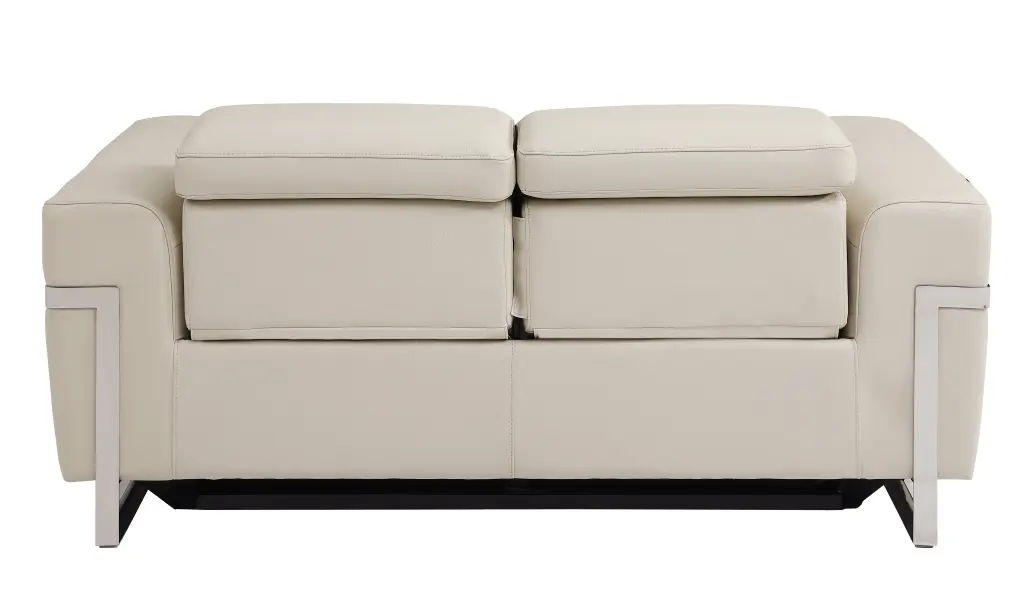 Top Grain Italian Leather Loveseat Power Recliner Beige Foam Cushion global united
