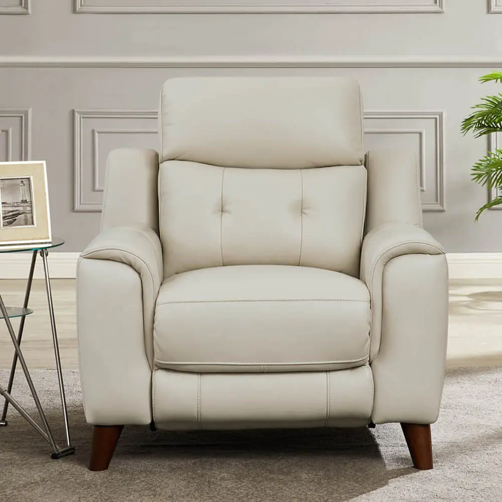 Torino Power Headrest Top Grain Hide Zero Gravity Recliner Off White hydeline furniture