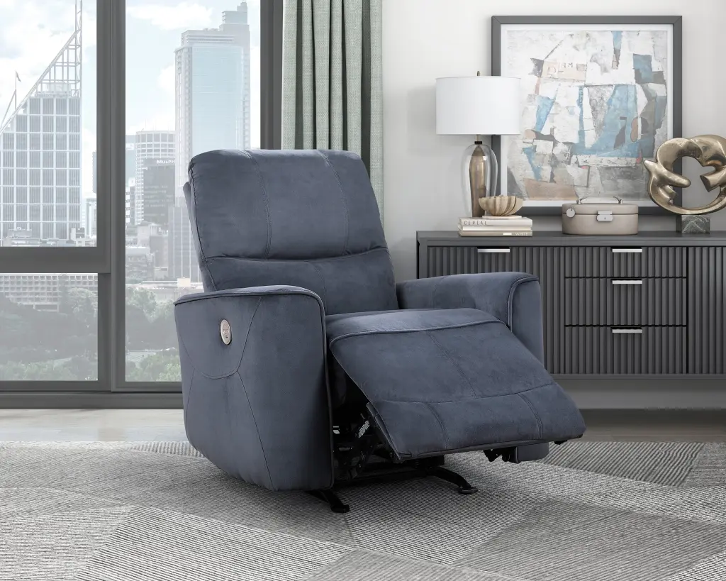 Modern Living Room 1Pc Power Rocker Reclining Chair Dark Gray Velvet Upholstered kanepe