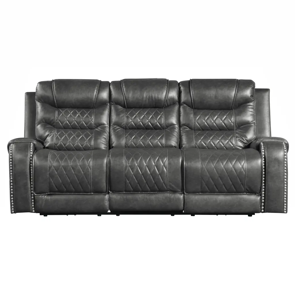 Opulent Living Room Furniture Gray Faux Leather Upholstery 1Pc Power Recliner kanepe