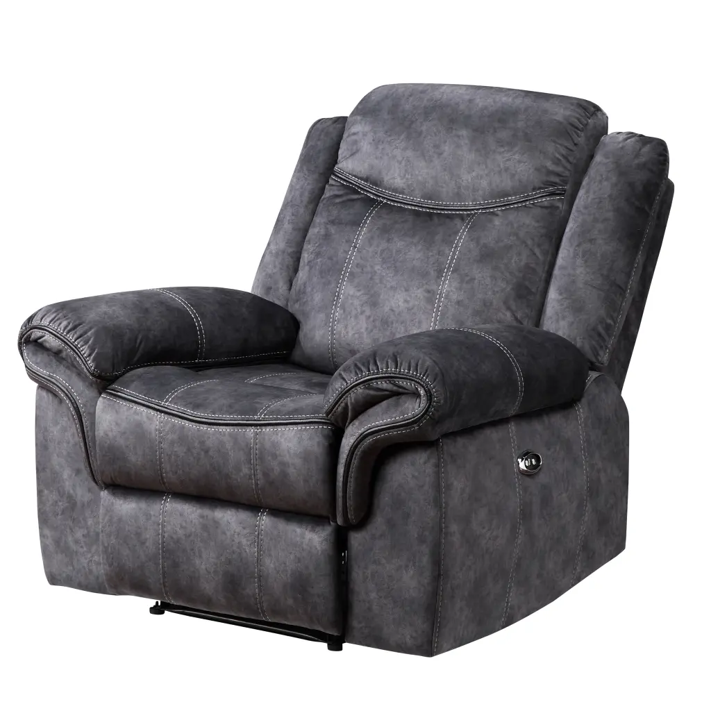 Jimny Domino Granite Power Recliner Gray Fabric Lounge Chair luxe modern furniture