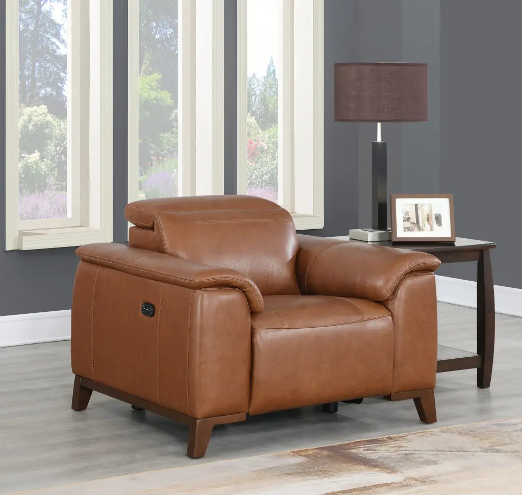 Beefy Dual Power Leather Recliner Chair Articulating Headrest and High Leg Design steve silver furniture