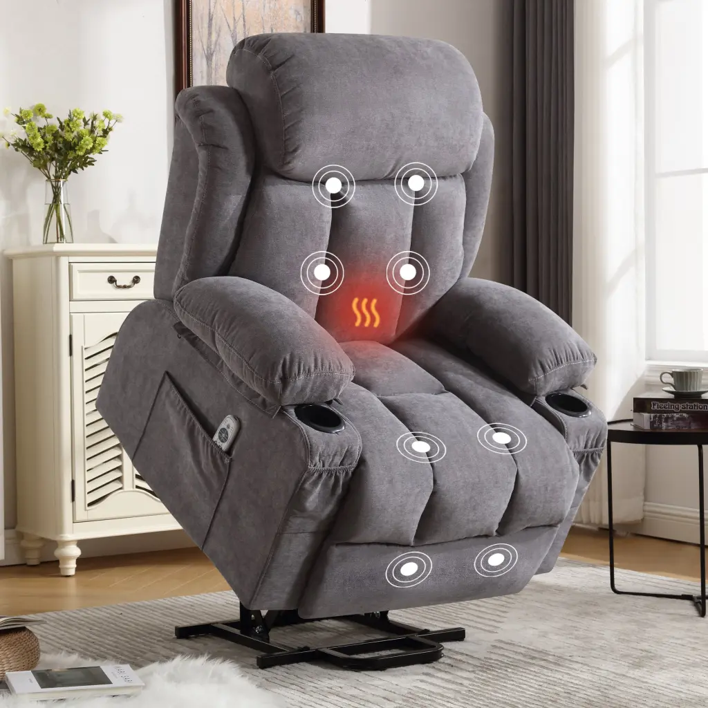 Power Lift Recliner Chair Heat and Massage Electric Material vanbow chair