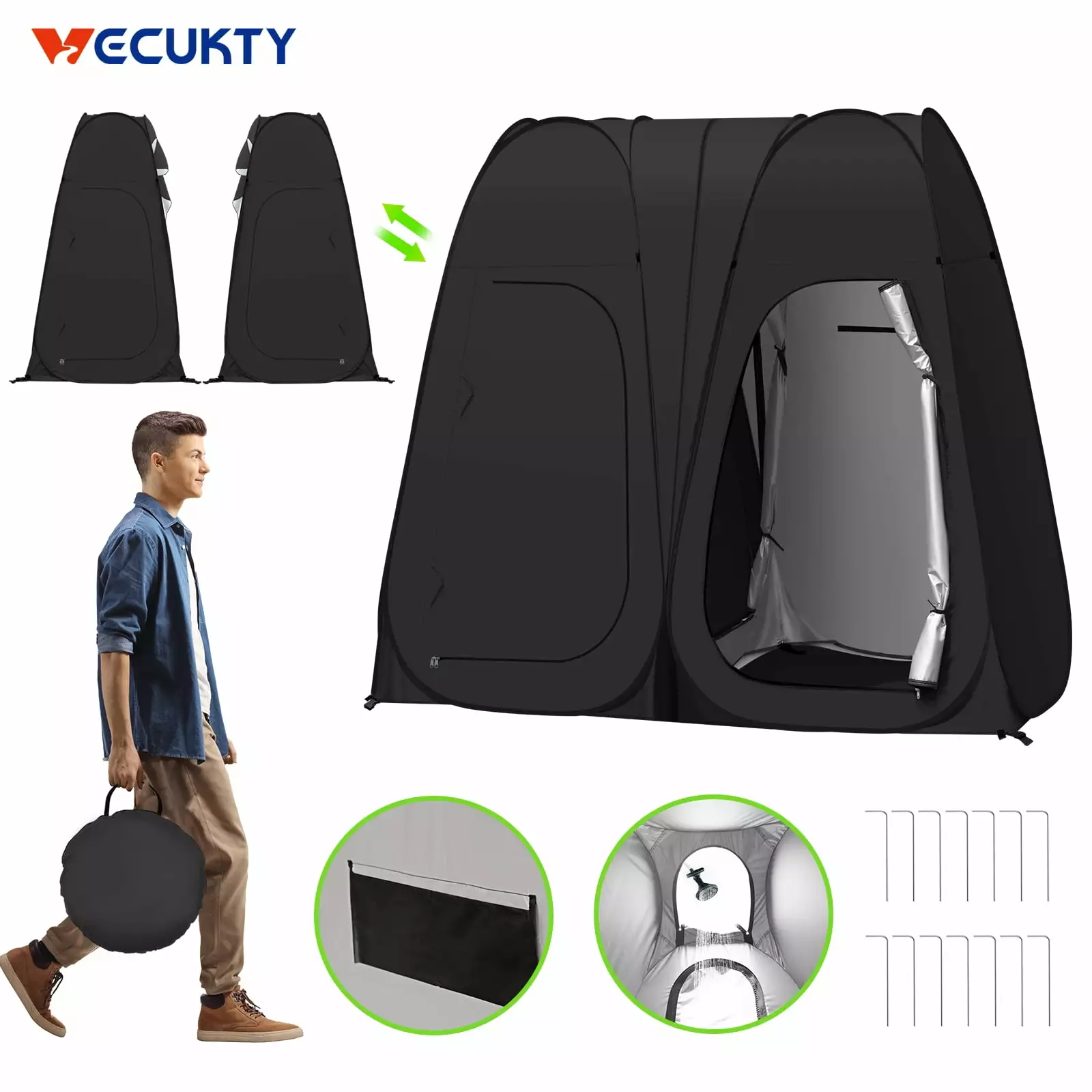 VECUKTY Pop Up Privacy Shelter Tent Floor Camping Shower and Changing
