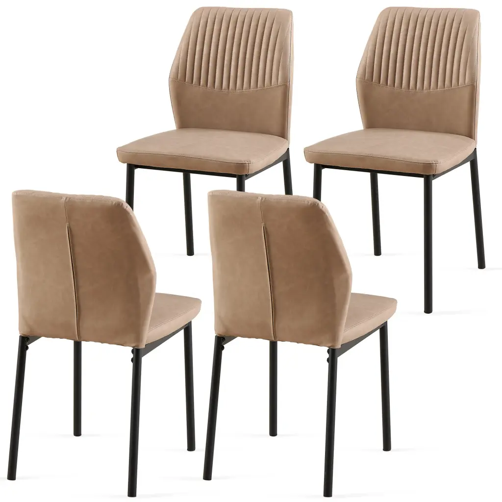Beige PU Leather Dining Chairs Living Room Modern Kitchen Armless Side Chairs Set 2 bn smart home w1164