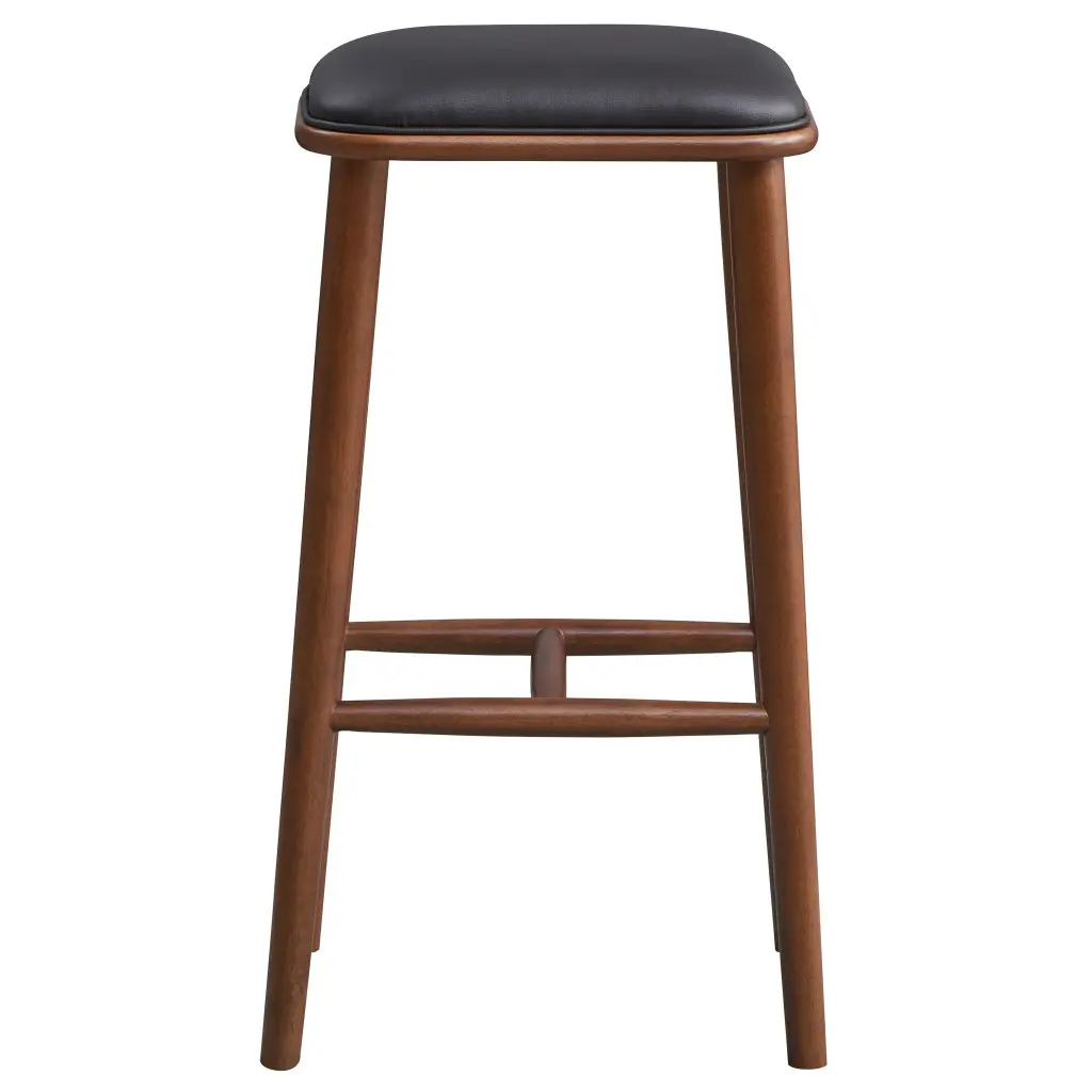 Jason PU Hide Bar Stool Solid Black Brown Timber Brown Dining Room Stool ashcroft furniture