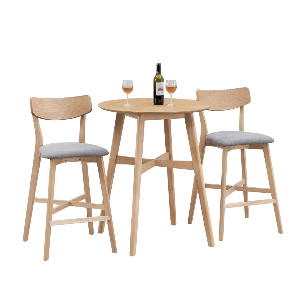 3-Piece Modern Round Counter Height Pub Table Set Timberen Frame justone