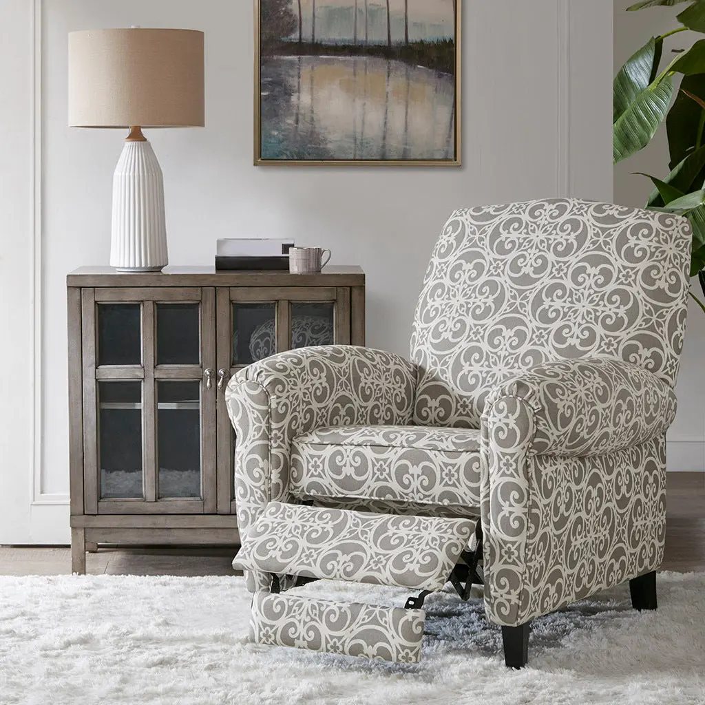 Kirby Push Back Recliner Grey Solid Wood Living Room Chair jla