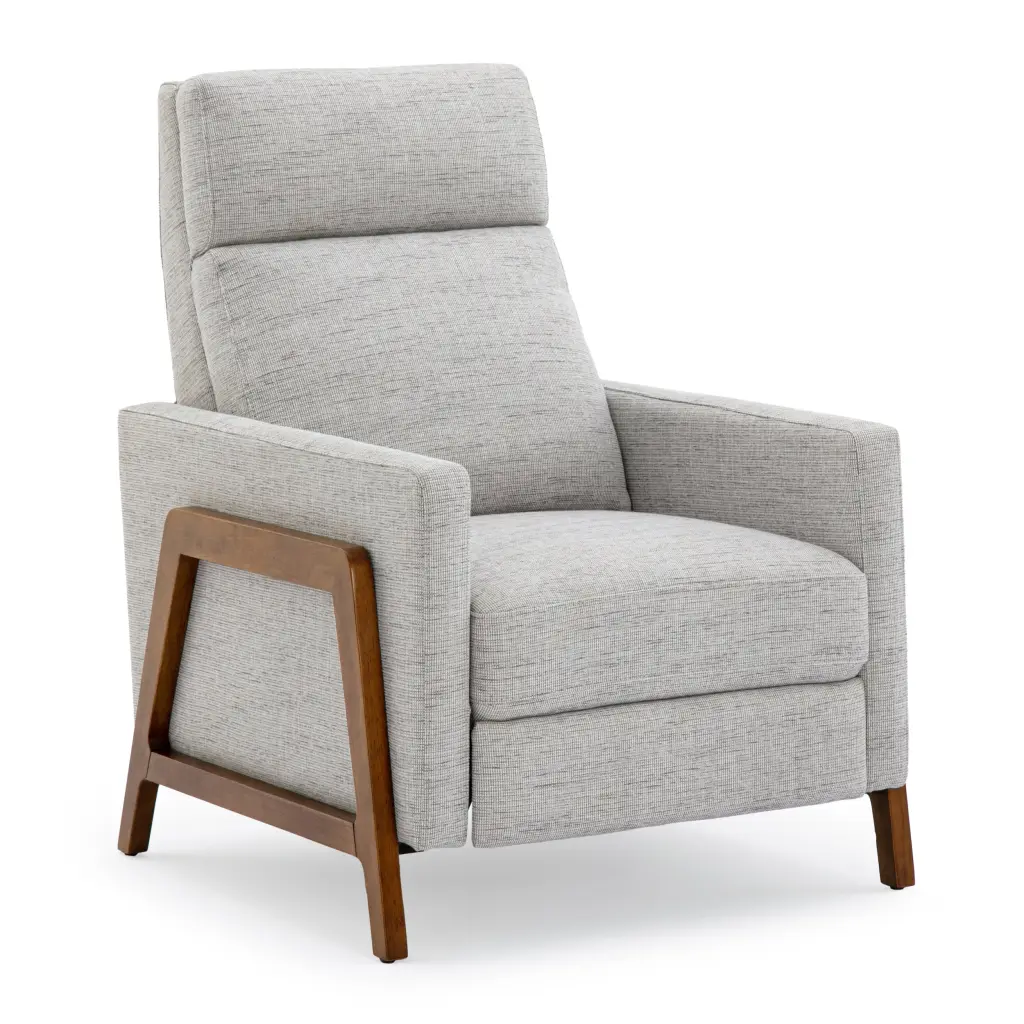 Vivian Push Back Recliner Executive Material Sea Oat Light Grey ridgecrest home