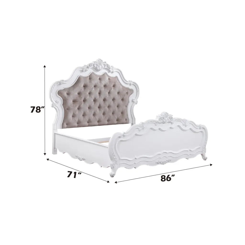 Latisha Queen Bed White Finish Wood Frame Modern Bedroom Furniture acme onsite store