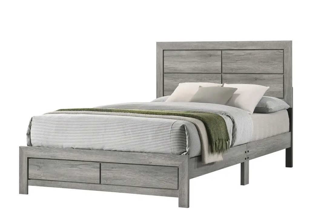 Hopkins Queen Bed 1 Box Gray Gray Timber crown mark inc