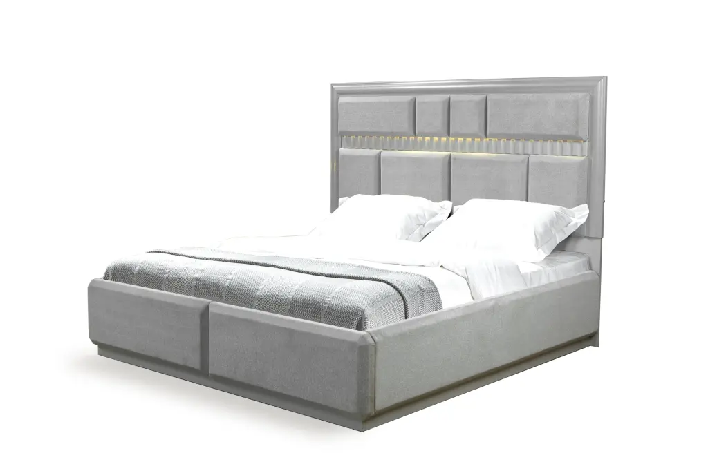 Modern Gray Queen Bed Timber Frame No Box Spring Required galaxy home furnishings