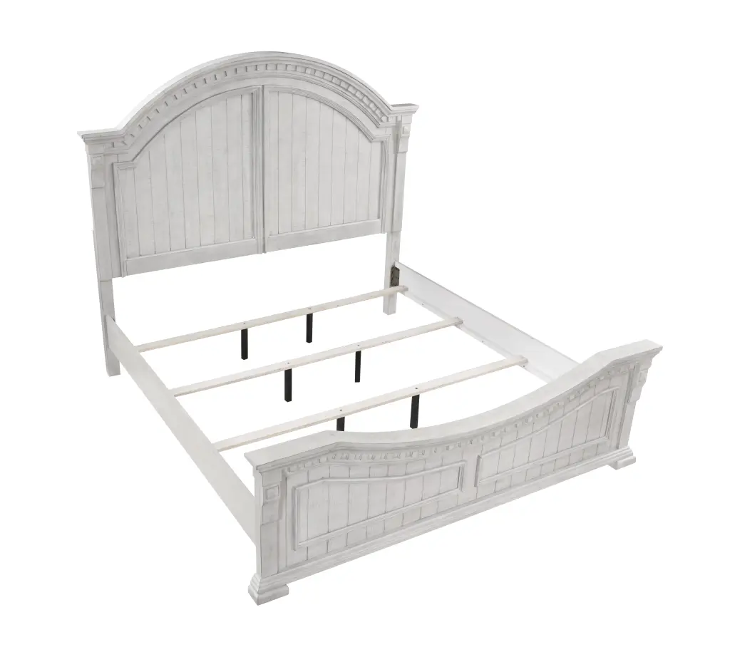 Transitional Style Queen Bed Antique White Timber Box Spring galaxy home furnishings