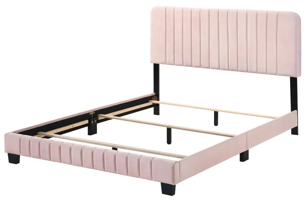 Lodi G0406 QB Up Queen Bed Pink Foam Velvet Modern Bedrooms glory furniture