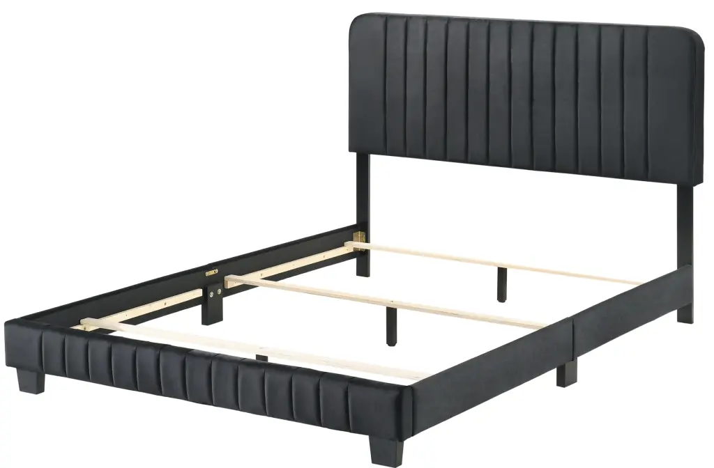 Lodi G0407 Qb Up Queen Bed Black Foam Velvet Bed Frame glory furniture