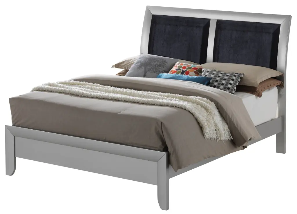 Marilla G1503A Qb Queen Bed Silver Champagne Particle Board glory furniture