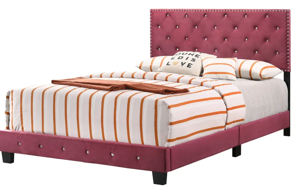 Suffolk G1403 Qb Up Queen Bedcherry Cherry Foam Velvet glory furniture