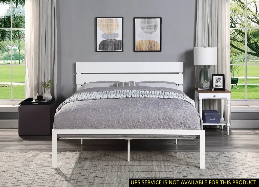 Contemporary Queen Bed Casual Style White Metal Frame kanepe