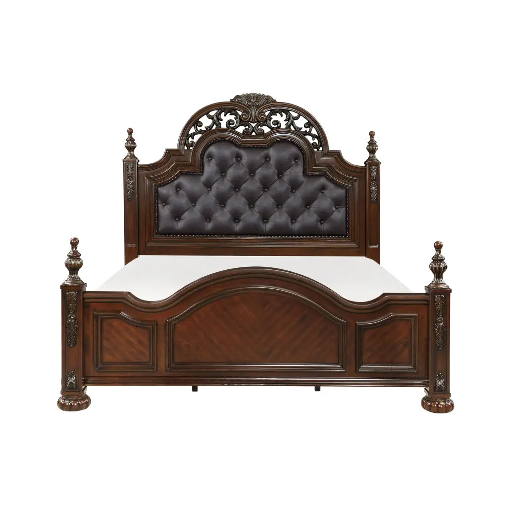Formal Traditional Queen Bed Button Tufted Upholstered Headboard kanepe