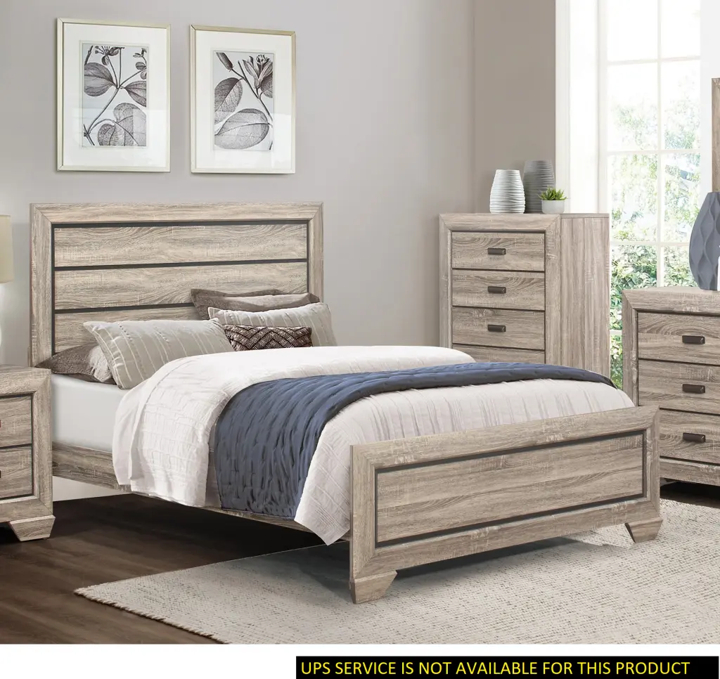 Natural Finish Contemporary Design Queen Bed Dark Under Panel kanepe