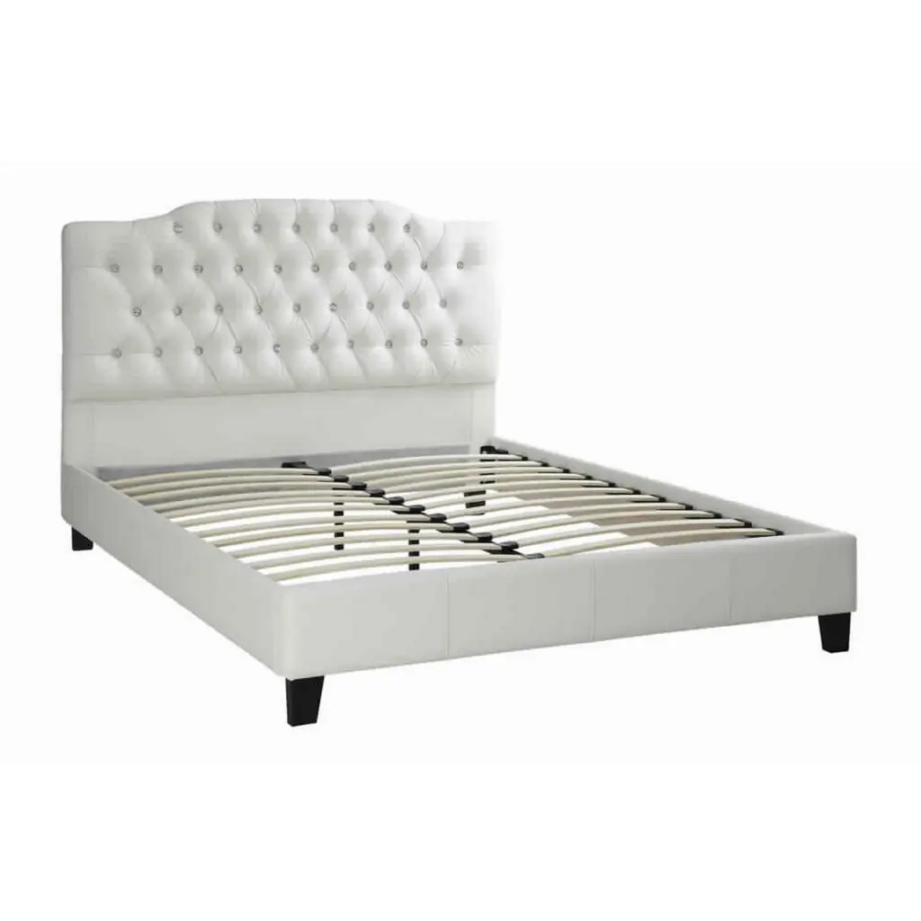 Grandiose Queen Dimensions Bed Large Tufted Headboard White Queen royal hampton