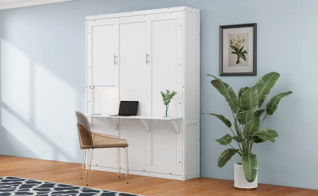 Queen Size Murphy Bed 68 Inch Cabinet, Folding Wall Bed and Desk bed best