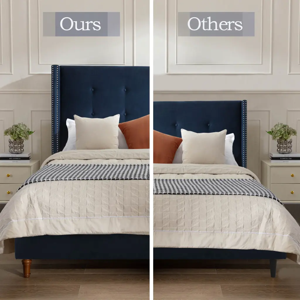 Peyton Upholstered Queen Bed 54 Inch High Headboard Traditional Hand Tufted Design b191