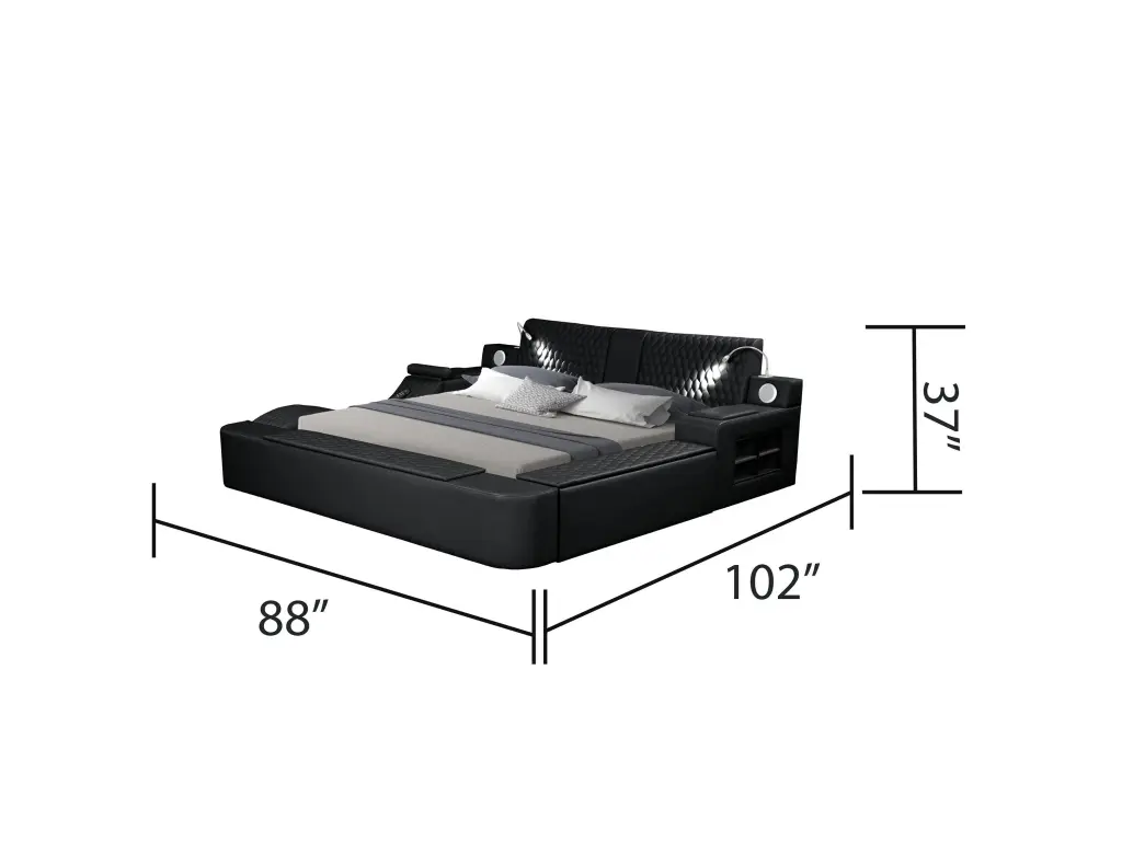Smart Multifunctional Queen Dimensions Bed Timber Black Box Spring Modern galaxy home furnishings