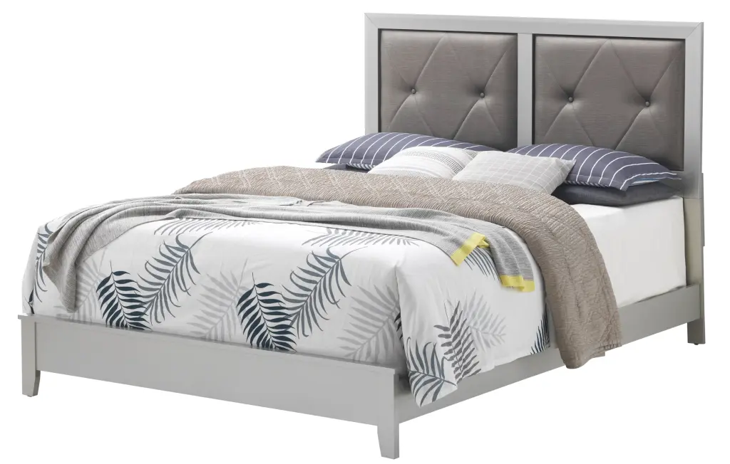 Primo G1333A QB Queen Bed Silver Champagne - MDF Modern Platform Bed Frame glory furniture